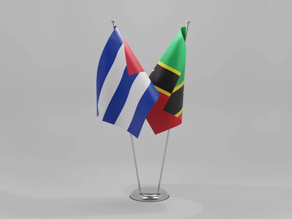 Сент Китс Невис Флаги Сотрудничества Кубы Белый Фон Рендер — стоковое фото