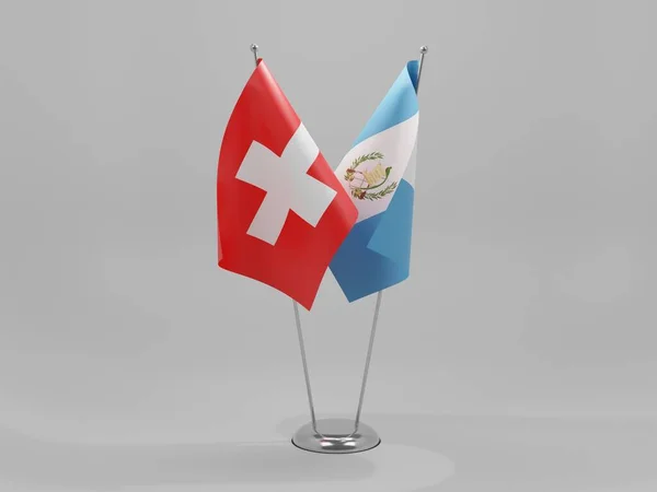 Флаги Сотрудничества Между Гватемалой Швейцарией Белый Фон Рендер — стоковое фото