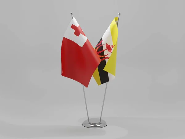 Brunei Bandiere Cooperazione Tonga Sfondo Bianco Render — Foto Stock