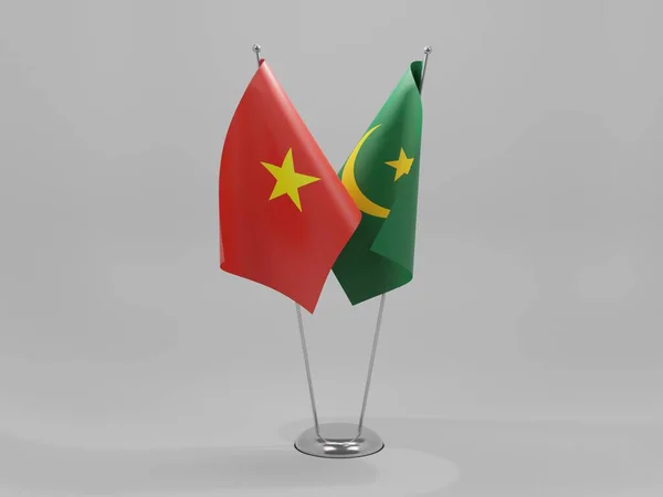 毛里塔尼亚 越南合作旗 白色背景 3D渲染 — 图库照片