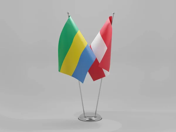 Autriche Drapeaux Coopération Gabon Fond Blanc Render — Photo