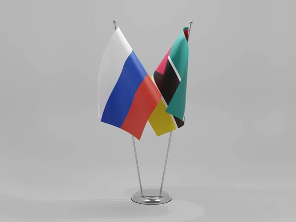 Moçambique Rússia Bandeiras Cooperação Fundo Branco Render — Fotografia de Stock