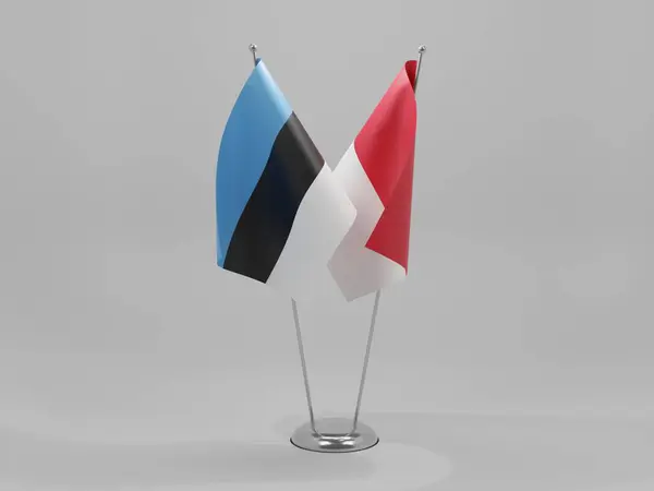 印度尼西亚 爱沙尼亚合作旗 白色背景 3D渲染 — 图库照片