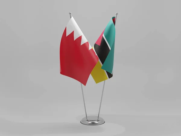 Mozambik Bahreini Együttműködés Zászlók Fehér Háttér Render — Stock Fotó