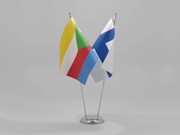 Finlandia Komory Flagi Współpracy Białe Tło Render — Zdjęcie stockowe