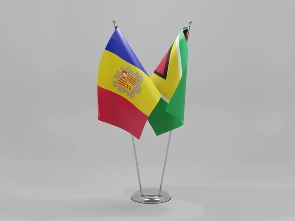 Guyana Andorra Cooperation Flags White Background Render — 스톡 사진