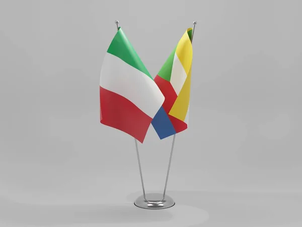 Komoros Talya Şbirliği Bayrakları Beyaz Arkaplan Render — Stok fotoğraf