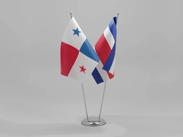 Costa Rica Panama Kooperationsfahnen Weißer Hintergrund Render — Stockfoto