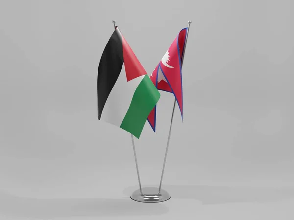 Nepal - Jordan Cooperation Flags, White Background - 3D Render