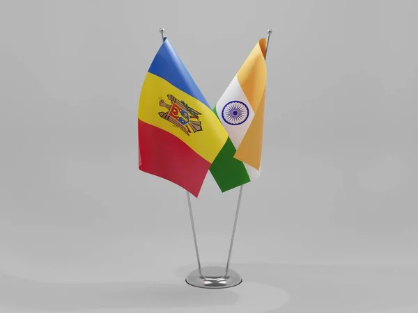 India Bandiere Cooperazione Moldova Sfondo Bianco Render — Foto Stock