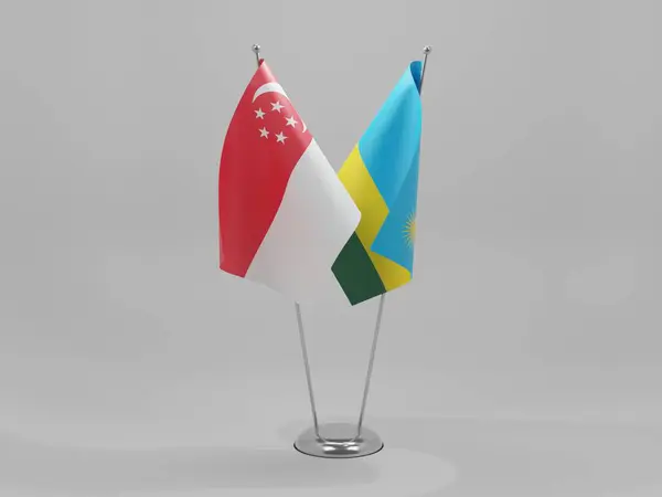 Ρουάντα Singapore Cooperation Flags Λευκό Φόντο Render — Φωτογραφία Αρχείου