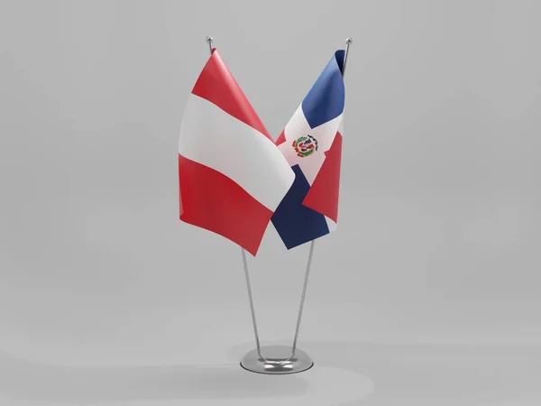 ドミニカ共和国 ペルー協力旗 白背景 3Dレンダリング — ストック写真