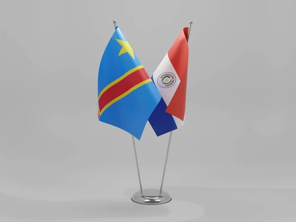 Paraguay Kongo Demokratik Cumhuriyeti Şbirliği Bayrakları Beyaz Arkaplan Render — Stok fotoğraf