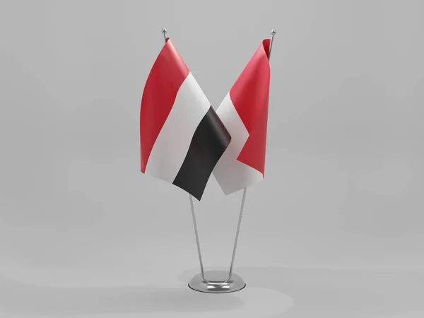 モナコ イエメン協力旗 白背景 3Dレンダリング — ストック写真