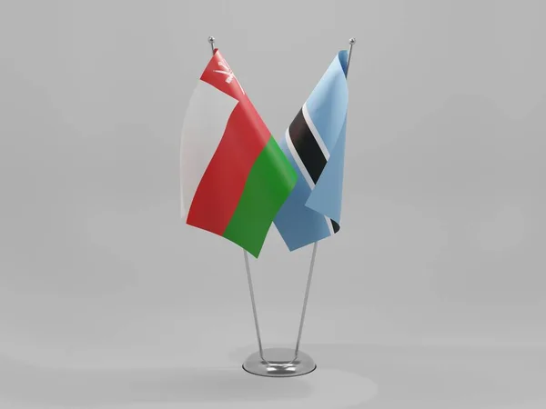 Botswana Banderas Cooperación Omán Fondo Blanco Render —  Fotos de Stock