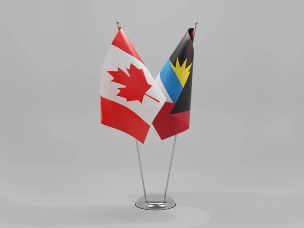 Antigua Barbuda Banderas Cooperación Canadá Fondo Blanco Render — Foto de Stock