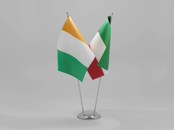 Kuwait Cote Ivoire Cooperation Flags White Background Render — 스톡 사진