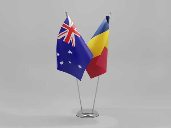Chade Bandeiras Cooperação Austrália Fundo Branco Render — Fotografia de Stock