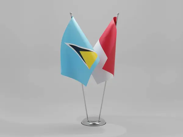 モナコ セントルシア協力旗 白の背景 3Dレンダリング — ストック写真