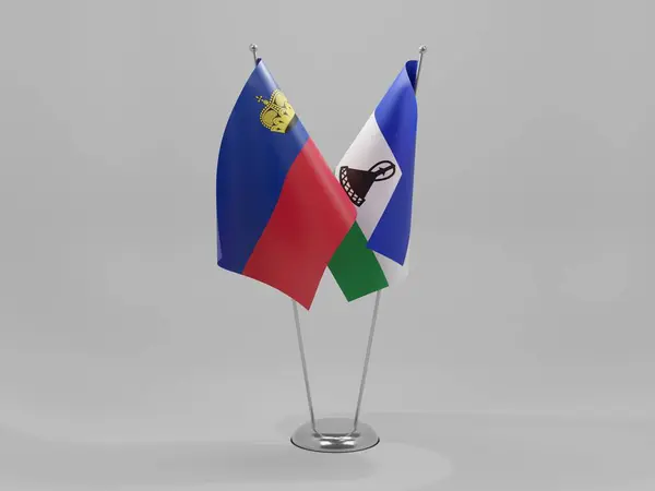 Lesotho Liechtenstein Bandiere Cooperazione Sfondo Bianco Render — Foto Stock