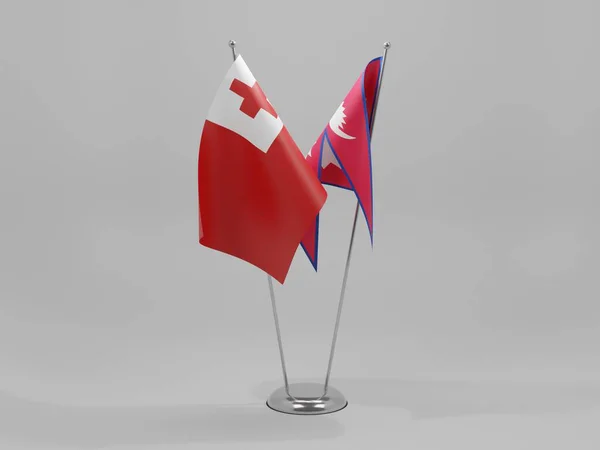 Nepal Tonga Flaggen Weißer Hintergrund Render — Stockfoto
