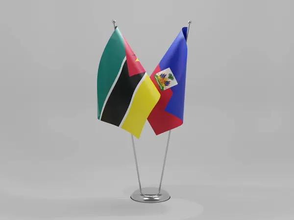 Haiti Mosambik Kooperationsfahnen Weißer Hintergrund Render — Stockfoto