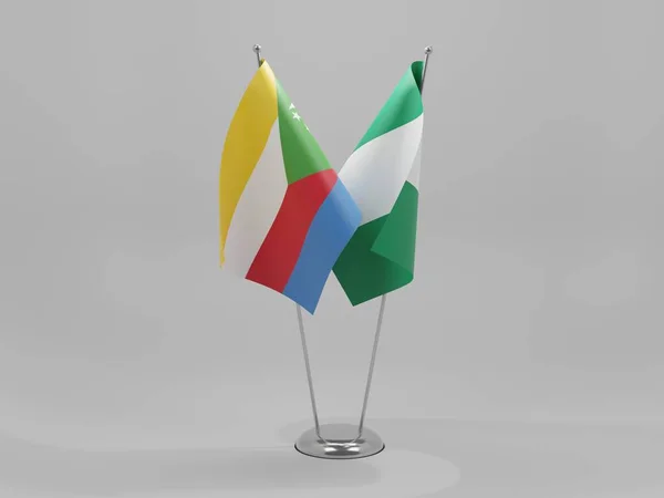Nigeria Komory Flagi Współpracy Białe Tło Render — Zdjęcie stockowe