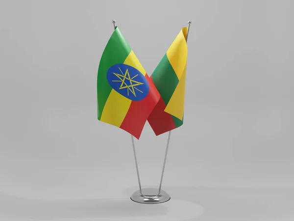 Litauen Äthiopien Kooperationsflaggen Weißer Hintergrund Render — Stockfoto