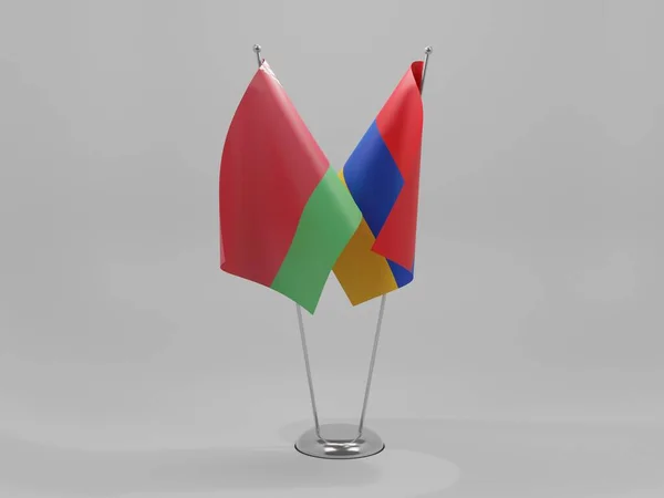 Armenia Bandiere Cooperazione Bielorussia Sfondo Bianco Render — Foto Stock
