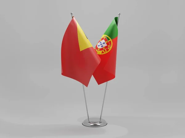 포르투갈 East Timor Cooperation Flags White Background Render — 스톡 사진