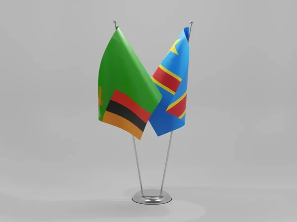 Congo Democratic Republic Zambia Cooperation Flags White Background Render — Stock Photo, Image