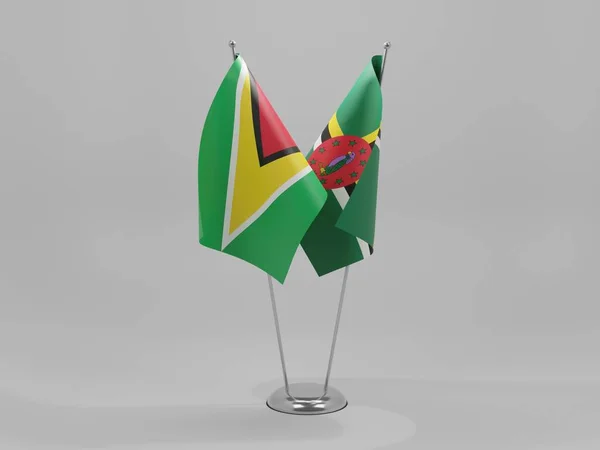 Dominica Guyana Kooperationsfahnen Weißer Hintergrund Render — Stockfoto