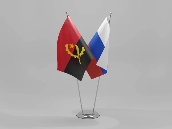 Russia Bandiere Cooperazione Angola Sfondo Bianco Render — Foto Stock