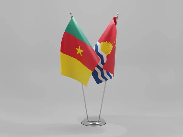 Kiribati Banderas Cooperación Camerún Fondo Blanco Render — Foto de Stock