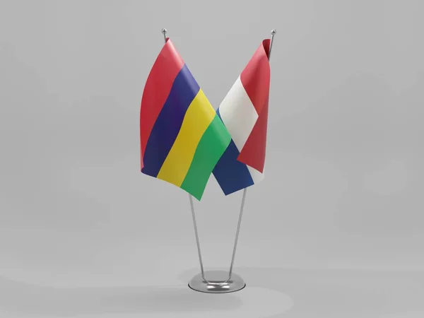 Países Bajos Mauricio Banderas Cooperación Fondo Blanco Render —  Fotos de Stock