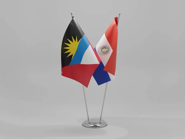 Paragwaj Flagi Współpracy Antigua Barbuda Białe Tło Render — Zdjęcie stockowe