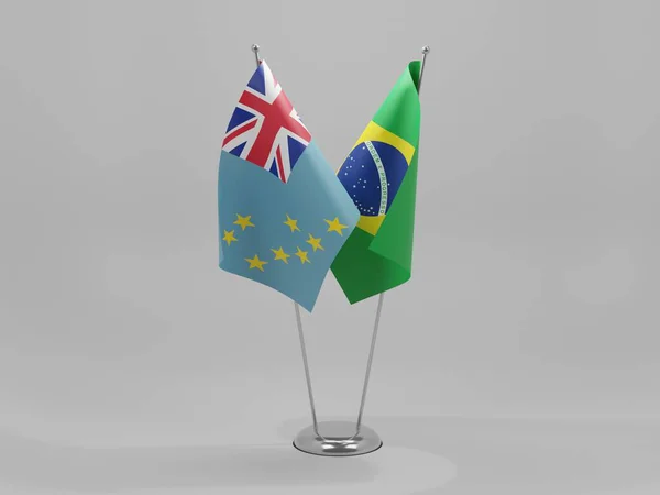 Βραζιλία Σημαίες Συνεργασίας Τουβαλού Λευκό Φόντο Render — Φωτογραφία Αρχείου