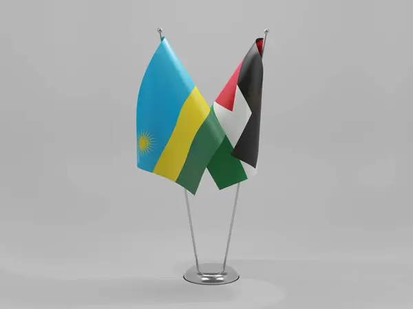 Jordanie Drapeaux Coopération Rwanda Fond Blanc Render — Photo