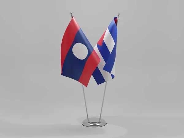 Cuba Laos Samenwerking Vlaggen Witte Achtergrond Render — Stockfoto