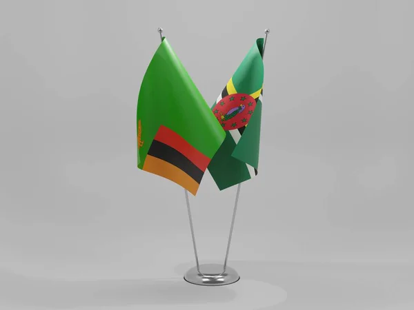 Dominica Bandiere Cooperazione Zambia Sfondo Bianco Render — Foto Stock