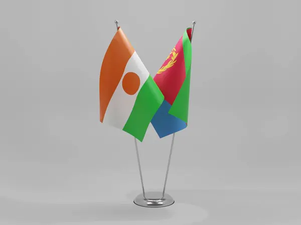 Eritrea Niger Samenwerkingsvlaggen Witte Achtergrond Render — Stockfoto