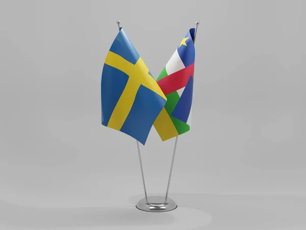 Republika Środkowoafrykańska Szwecja Flagi Współpracy Białe Tło Render — Zdjęcie stockowe
