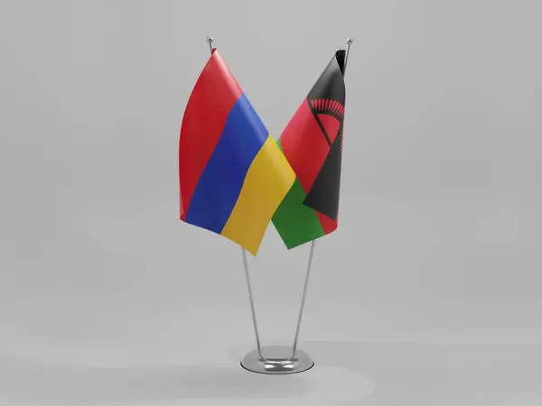 Malawi Armenien Kooperationsfahnen Weißer Hintergrund Render — Stockfoto