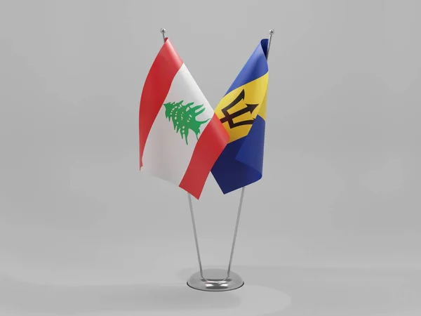 Barbados Banderas Cooperación Del Líbano Fondo Blanco Render — Foto de Stock