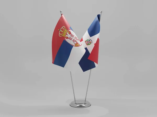 Домініканська Республіка Сербія Співпраця Прапори Білий Фон Рендер — стокове фото