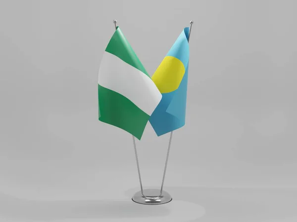 Palau Nigeria Cooperation Flags White Background Render — Stock Photo, Image