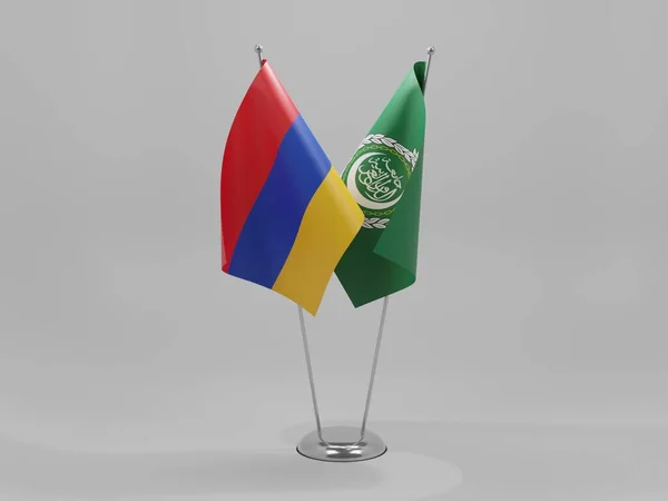 Arab League Armenia Cooperation Flags White Background Render — 스톡 사진