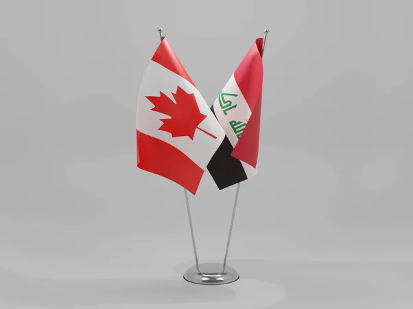 Irak - Kanada İşbirliği Bayrakları, Beyaz Arkaplan - 3D Yapılandırma