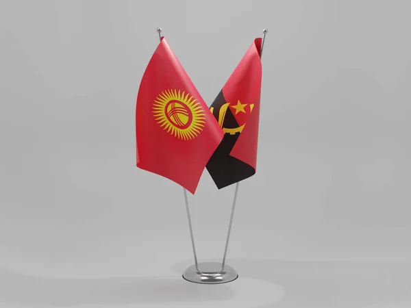Angola Samenwerking Kirgizië Vlaggen Witte Achtergrond Render — Stockfoto