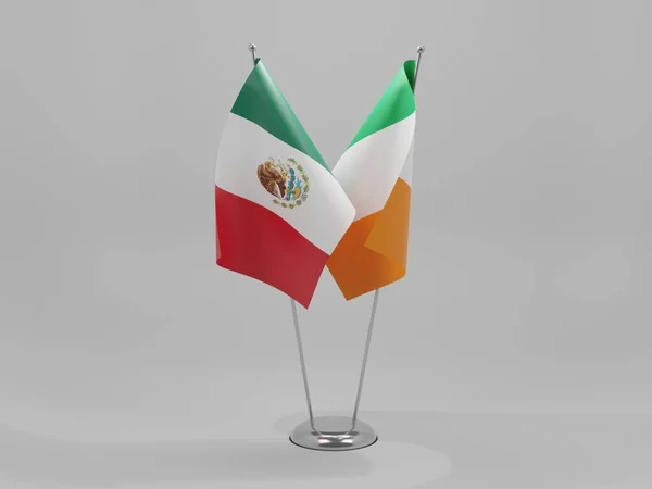 Irlandia Mexico Cooperation Flags White Background Render — Stok Foto